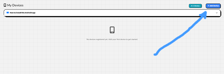 Screenshot: Devices page — "Add Device" button highlighted