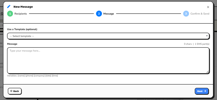 Send new message — step 2: write message