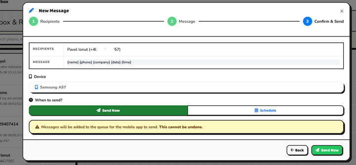 Send new message — step 3: confirm and send
